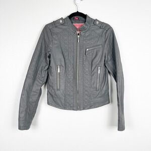 Collection By Bernardo Women's Faux Leather Jacket Gray Sz S